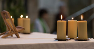 Service lit candles