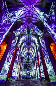 Luxmuralis' The Storytellers sound and light experience at Winchester Cathedral. 