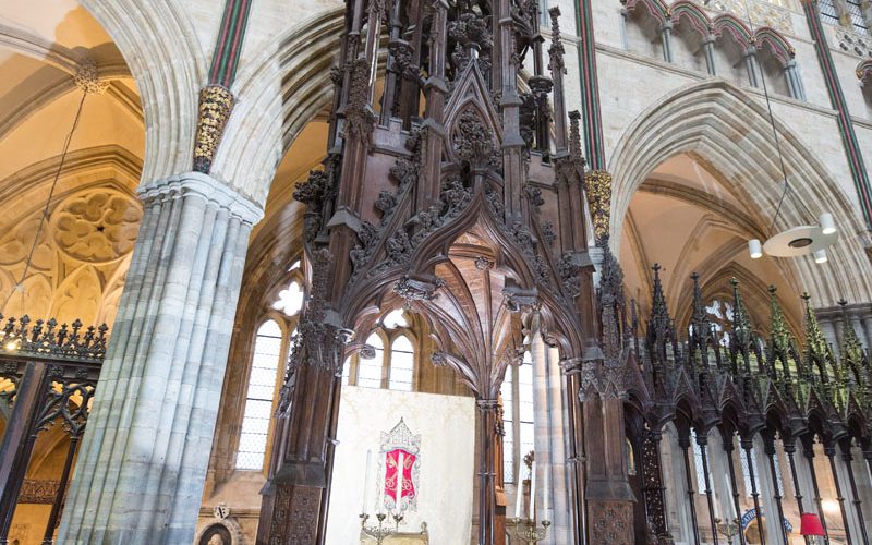 The bishop’s throne, ‘the most exquisite piece of woodwork for its date in England and perhaps in Europe.'